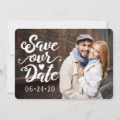 Invitation Enregistrer notre Mariage de date | Coeurs de scri (Devant)