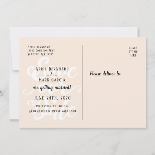 Invitation Enregistrer notre Mariage de date | Photo sur cart (Dos)
