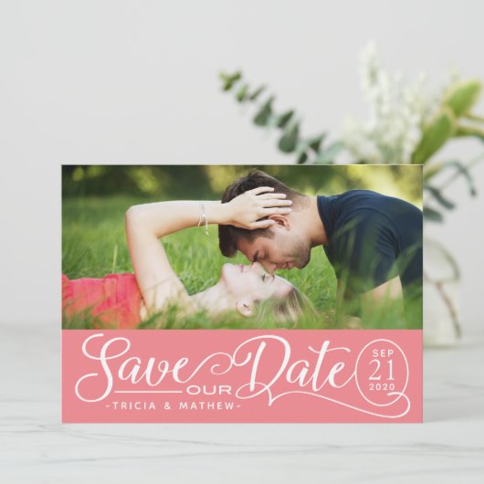 Invitation Enregistrer NOTRE Mariage de date | Script élégant (Debout devant)