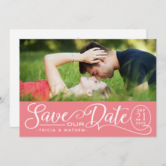 Invitation Enregistrer NOTRE Mariage de date | Script élégant (Devant / Derrière)