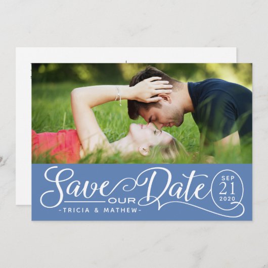 Invitation Enregistrer NOTRE Mariage de date | Script élégant (Devant / Derrière)