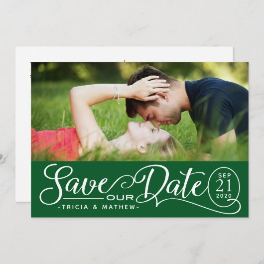 Invitation Enregistrer NOTRE Mariage de date | Script élégant (Devant / Derrière)