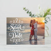 Invitation Enregistrer notre Mariage de date | Script Ornat m (Debout devant)