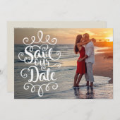 Invitation Enregistrer notre Mariage de date | Script Ornat m (Devant / Derrière)