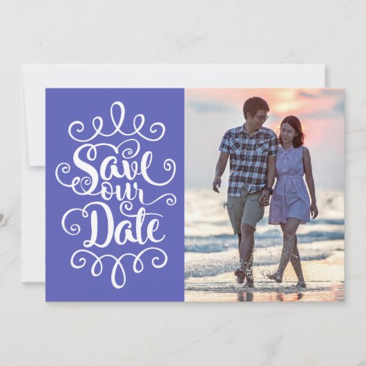 Invitation Enregistrer notre Mariage de date | Script Ornat m (Devant)