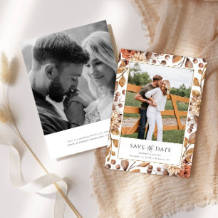 Invitation Enregistrez la date Cadre floral rustique d'automn