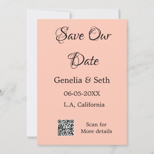 Invitation Enregistrez la date code QR simple minimal détails (Devant)