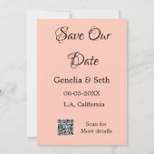Invitation Enregistrez la date code QR simple minimal détails (Dos)