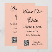 Invitation Enregistrez la date code QR simple minimal détails (Devant / Derrière)