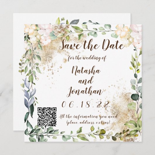 Invitation Enregistrez la date de la conception Herbal Design (Devant / Derrière)