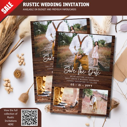 Invitation Enregistrez la date de mariage PHOTOGRAPHIE RUSTIQ