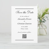 Invitation Enregistrez la date de mariage simple code QR et a (Debout devant)