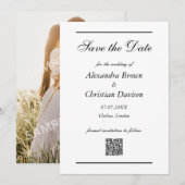 Invitation Enregistrez la date de mariage simple code QR et a (Devant / Derrière)