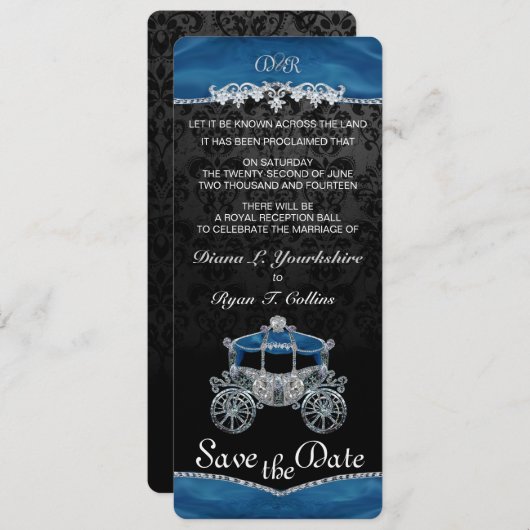 Invitation Enregistrez la date du conte de fées royal (Devant / Derrière)