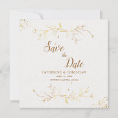 Invitation Enregistrez la date Fleurs de contour doré Carré (Devant)