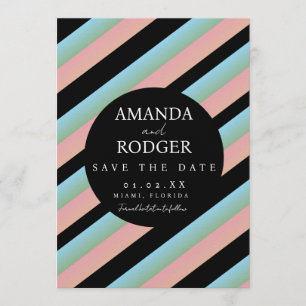 Invitation Enregistrez la date Rose Menthe Noir 