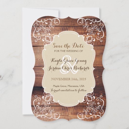 Invitation Enregistrez la date Rustique Mariage Forestier Vot (Dos)