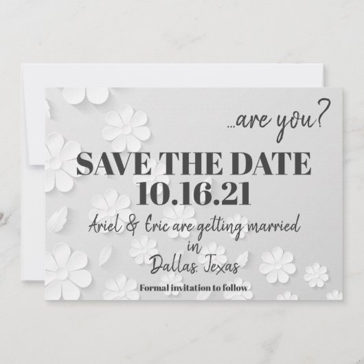 Invitation Enregistrez la date Simple & Moderne (Dos)