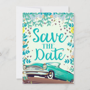 Invitation Enregistrez La Date Vintage Vintage Classic Car.