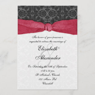Invitation enroulée au ruban Damask - Rouge