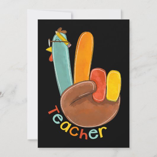 Invitation Enseignant Bon thanksgiving Paix Turquie Remerciem (Devant)