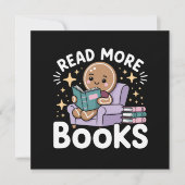 Invitation Enseignant de Noël Lit plus de livres drôle (Devant)