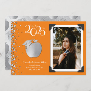 Invitation Enseignant Éducation Argent Diplôme Orange