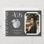 Invitation Enseignant Éducation Silver Graduation Grey (Devant)