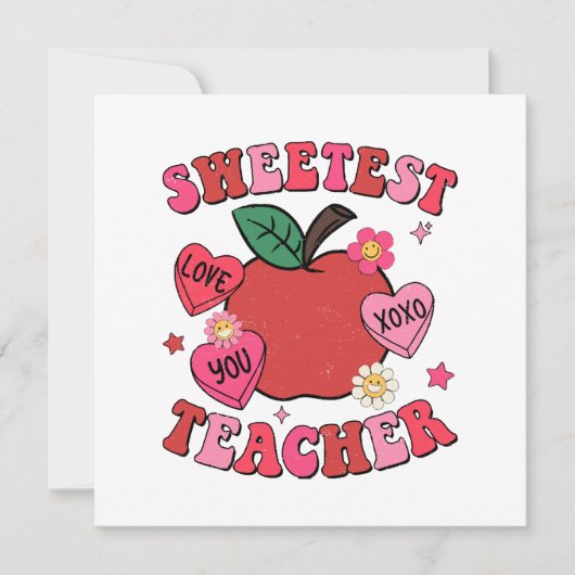 Invitation Enseignant le plus doux Valentines Coeurs de jour (Devant)