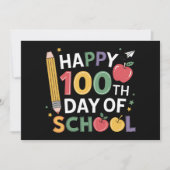 Invitation Enseignants du 100e jour d'école Joyeux 100 jours (Devant)