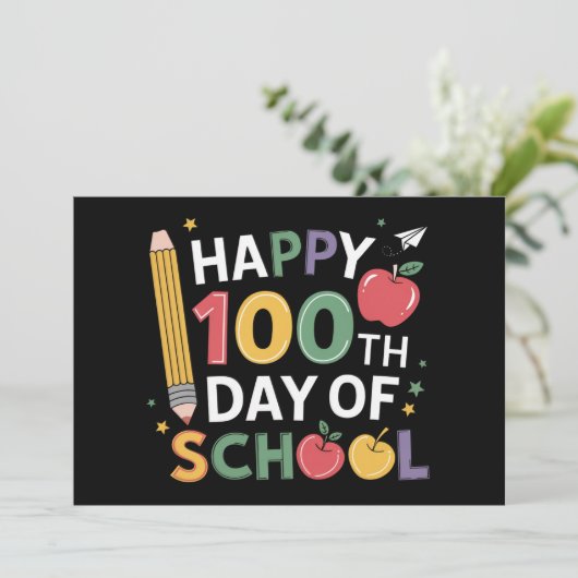 Invitation Enseignants du 100e jour d'école Joyeux 100 jours (Debout devant)