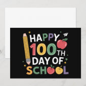 Invitation Enseignants du 100e jour d'école Joyeux 100 jours (Devant / Derrière)