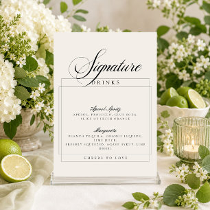 Invitation Enseigne de boissons Signature Classique Ivoire No