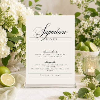 Invitation Enseigne de boissons Signature Classique Ivoire No