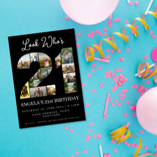 Invitation enseigne de collage photo 21 ans Joyeux 21e annive