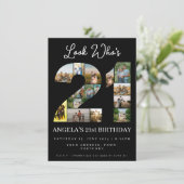 Invitation enseigne de collage photo 21 ans pour le 21e anniv (Debout devant)