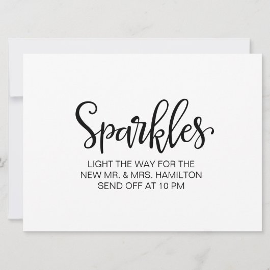 Invitation Enseigne de départ à étincelles | Calligraphie sim (Devant)