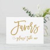 Invitation Enseigne de mariage élégante en lettres dorées (Debout devant)