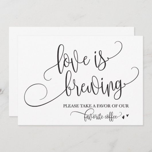 Invitation Enseigne de mariage Love Is Brewing Coffee Bar (Devant / Derrière)