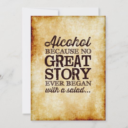 Invitation Enseigne de table 5x7 en parchemin Alcool Parce qu (Devant)