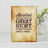 Invitation Enseigne de table 5x7 en parchemin Alcool Parce qu (Debout devant)