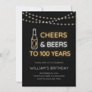 Invitation Enseigne néon Cheers & Beers 100e anniversaire Pho
