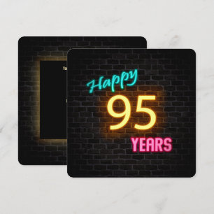 Invitation Enseigne néon de 95e anniversaire brillant sur bri