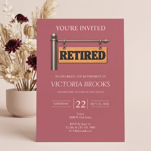 Invitation Enseigne suspendue en bois pour la retraite Fête d