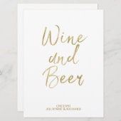 Invitation Enseigne Vin et Bière | Lettres dorées de style ma (Devant / Derrière)