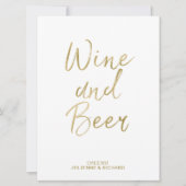 Invitation Enseigne Vin et Bière | Lettres dorées de style ma (Devant)