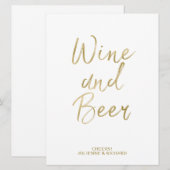 Invitation Enseigne Vin et Bière | Lettres dorées stylisées à (Devant / Derrière)