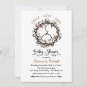 Invitation Enseignement de la paix Antler et Twig Baby shower (Devant)