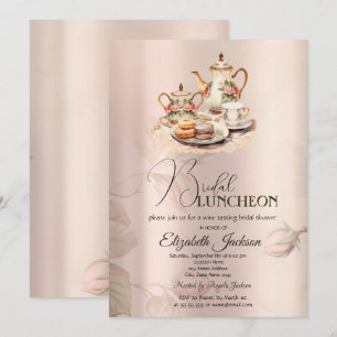 Invitation Ensemble à thé Chic Roses Luncheon de mariage vint