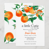 Invitation Ensemble Baby shower Fille, Petit Bébé Cutie, Oran (Devant / Derrière)